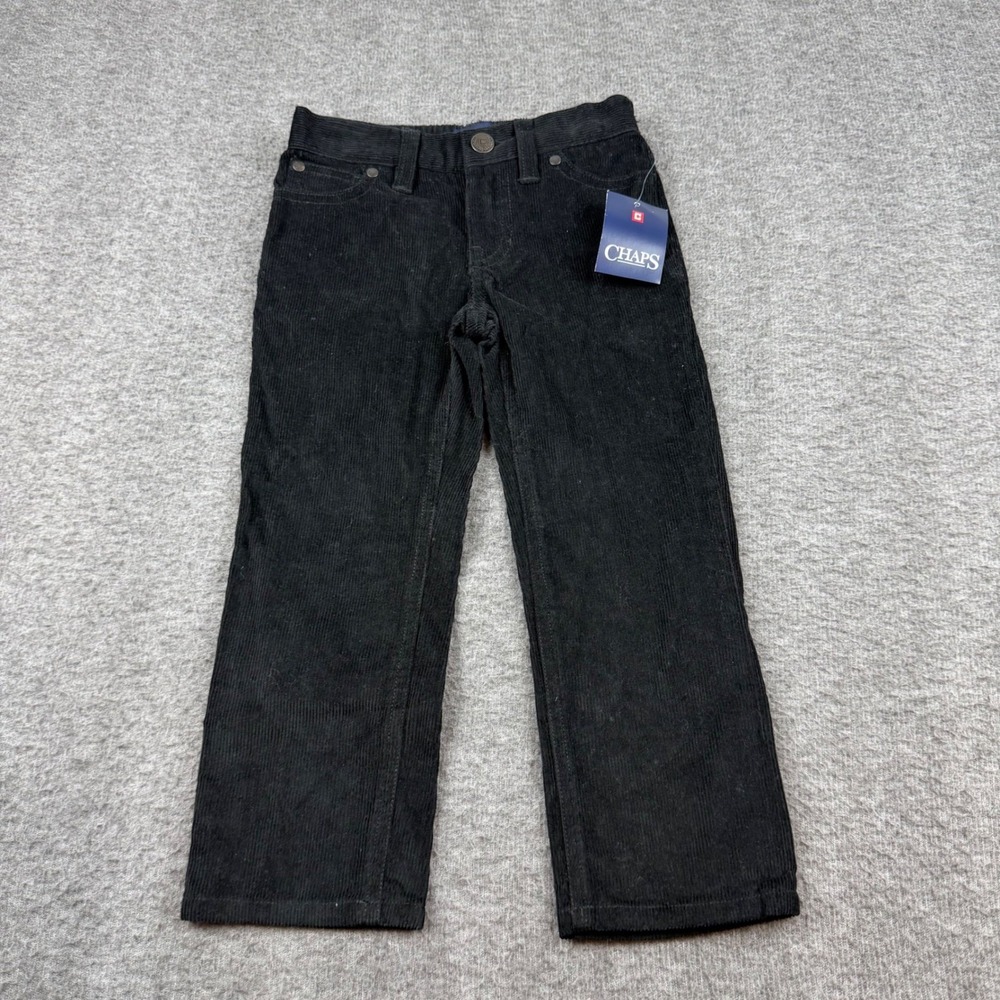 Chaps Corduroy Pants Kids Size 3T Black Elastic Back Five-Pocket New With Tags